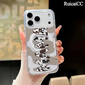 Magnetic Phone Case for iPhone 17 16 Pro Max Plus 15 14 13 12 11 Air Cow print MAMA Pattern Anti-Yellowing Shockproof ultra-thin Silicone Crystal Transparent Acrylic Large Hole Cover Supports Wireless Charging