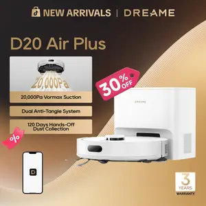 DREAME D20 Air Plus/ D20 Plus Robot Vaccum and Mop Combo with 20,000Pa Suction, Anti-Tangling Tech, Auto-Emptying Dock, Deep Carpet Cleaning and Smart Navigation Black