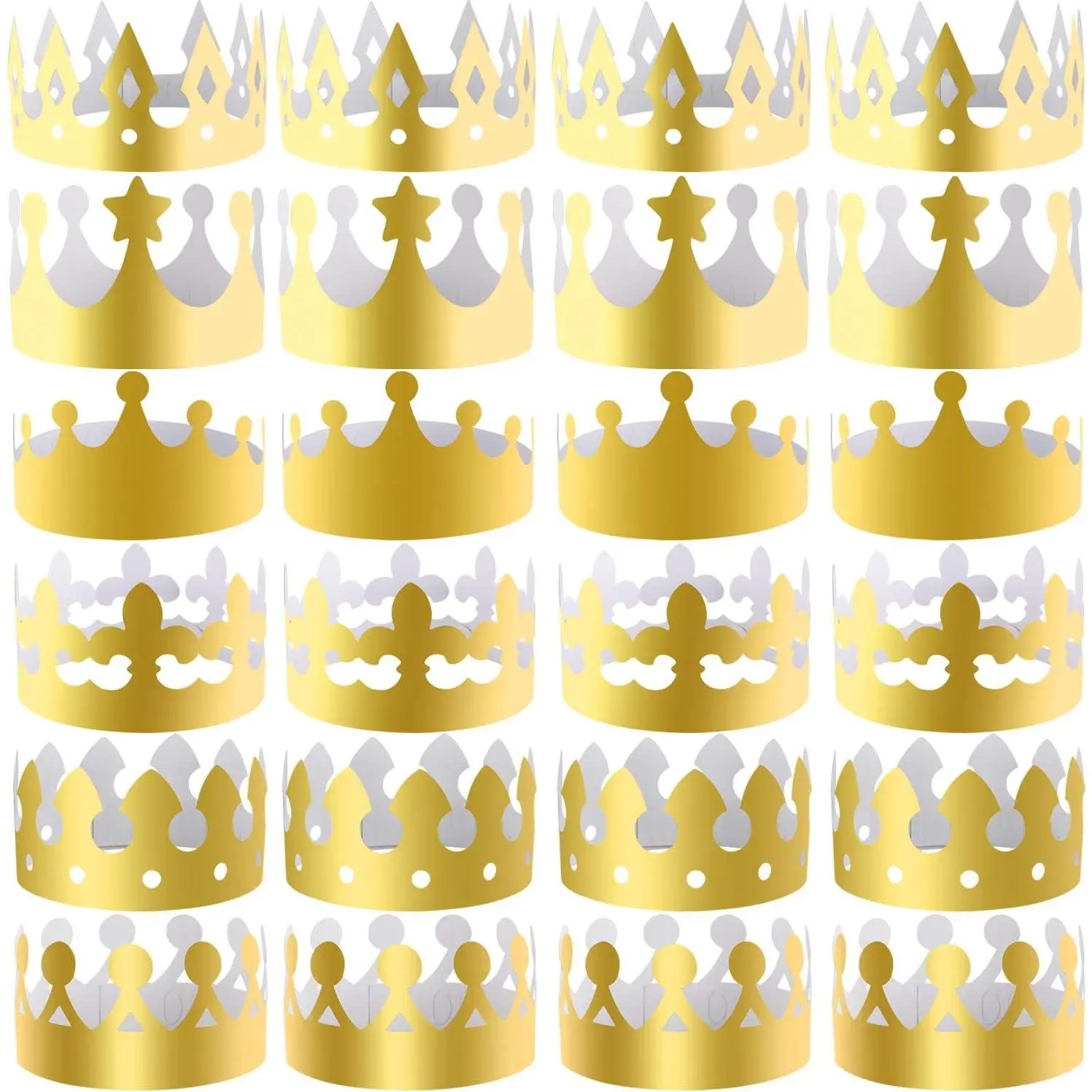 30 Pieces Durable Decorative Gold Paper Crowns, Adult Party King Hats Accessories for Friends’ Party and Birthday Celebration