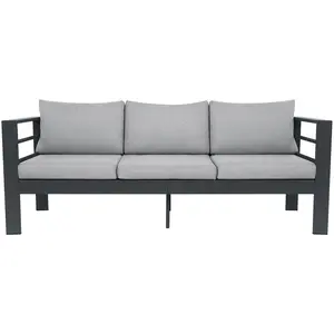 Third choice 3-Seater All-Weather Metal Patio Sofa with Cushions - Heavy-Duty Metal Outdoor Sectional Couch for Garden, Poolside & Backyard (Modern Rust-Resistant Design)