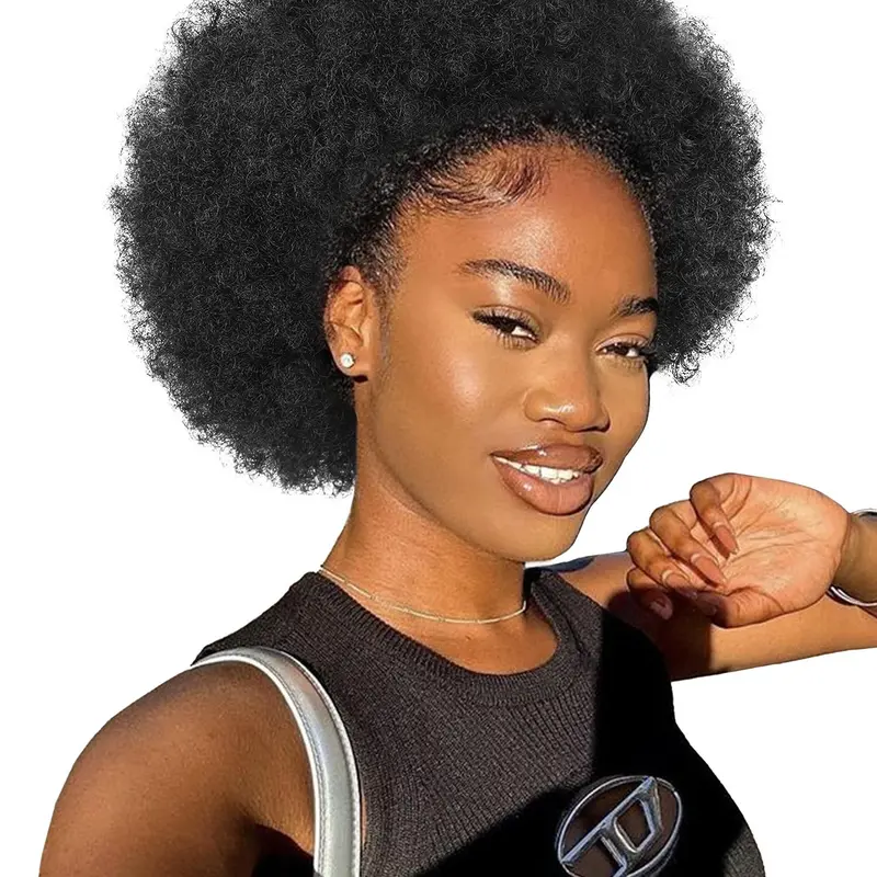8/10/12 Inch Afro Hair Bun, Natural Fluffy Synthetic Ponytail Extension, Coily Hair Buns for Women, Daily Use Hairpiece, Synthetic Hair Pieces, Synthetic Soft Curly Hairpieces, Hair Extensions Ponytail, Soft Curly Ponytails, Hairstyle Extension