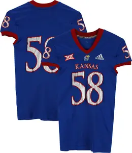 Kansas Jayhawks Team-Issued #58 Blue Jersey from the 2018-21 NCAA Football Seasons - Size L - Fanatics Authentic Certified