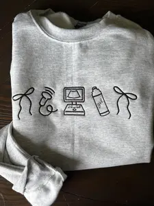 Ultrasound tech sonographer Icon crewneck Sonographer ultrasound icons sweatshirt | Embroidered gifts for monographers ultrasound tech