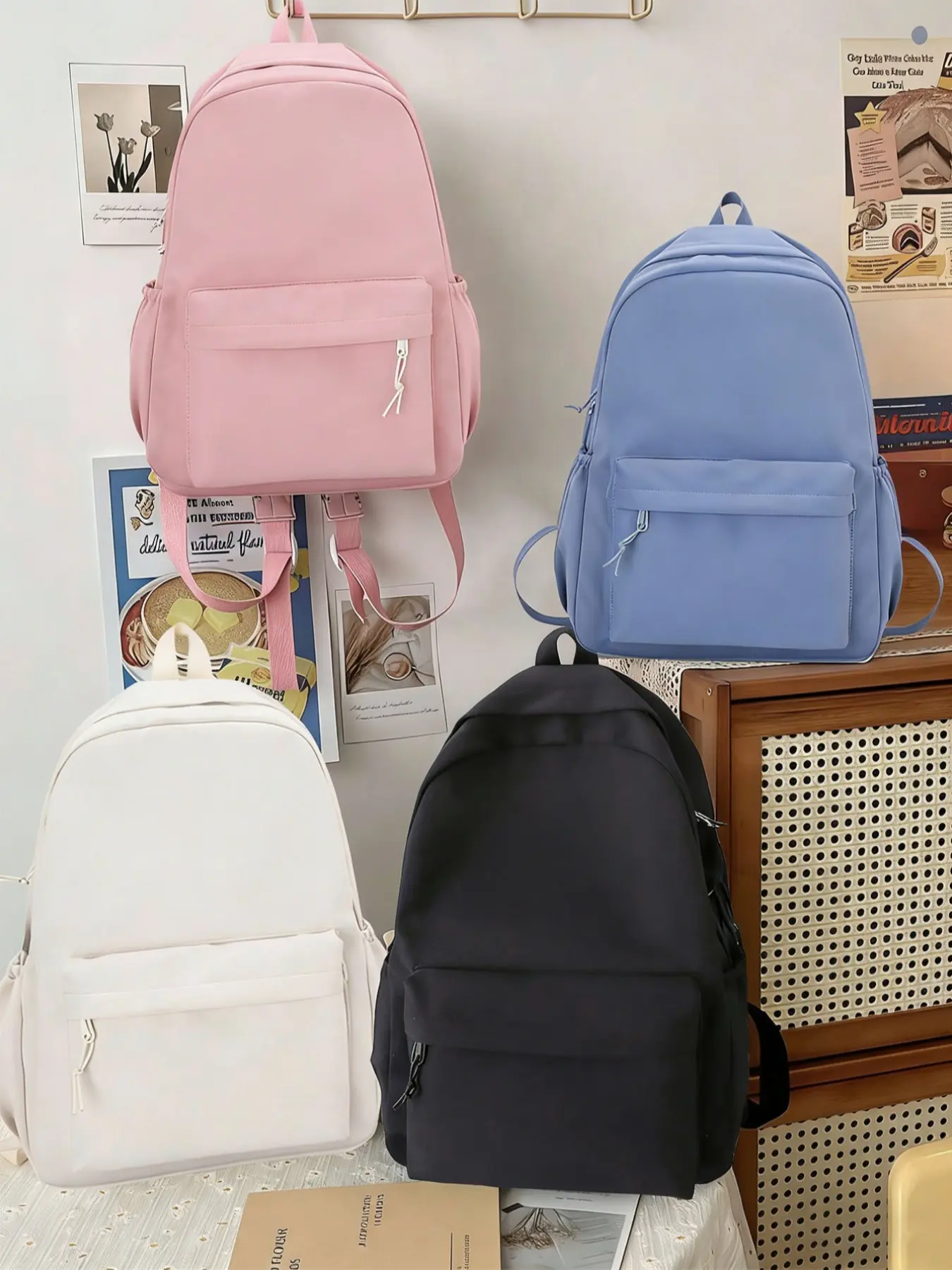 Fashion Classic Solid Color Backpack, Casual College Backpack, Bookbag, Laptop Compartment, Adjustable Straps, Large Capacity, Multiple Pockets, Ideal for Students, School Backpacks