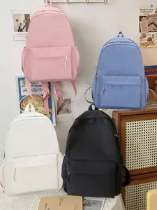 Fashion Classic Solid Color Backpack, Laptop Compartment, Adjustable Straps, Large Capacity, Multiple Pockets, Ideal for Students, School Backpacks