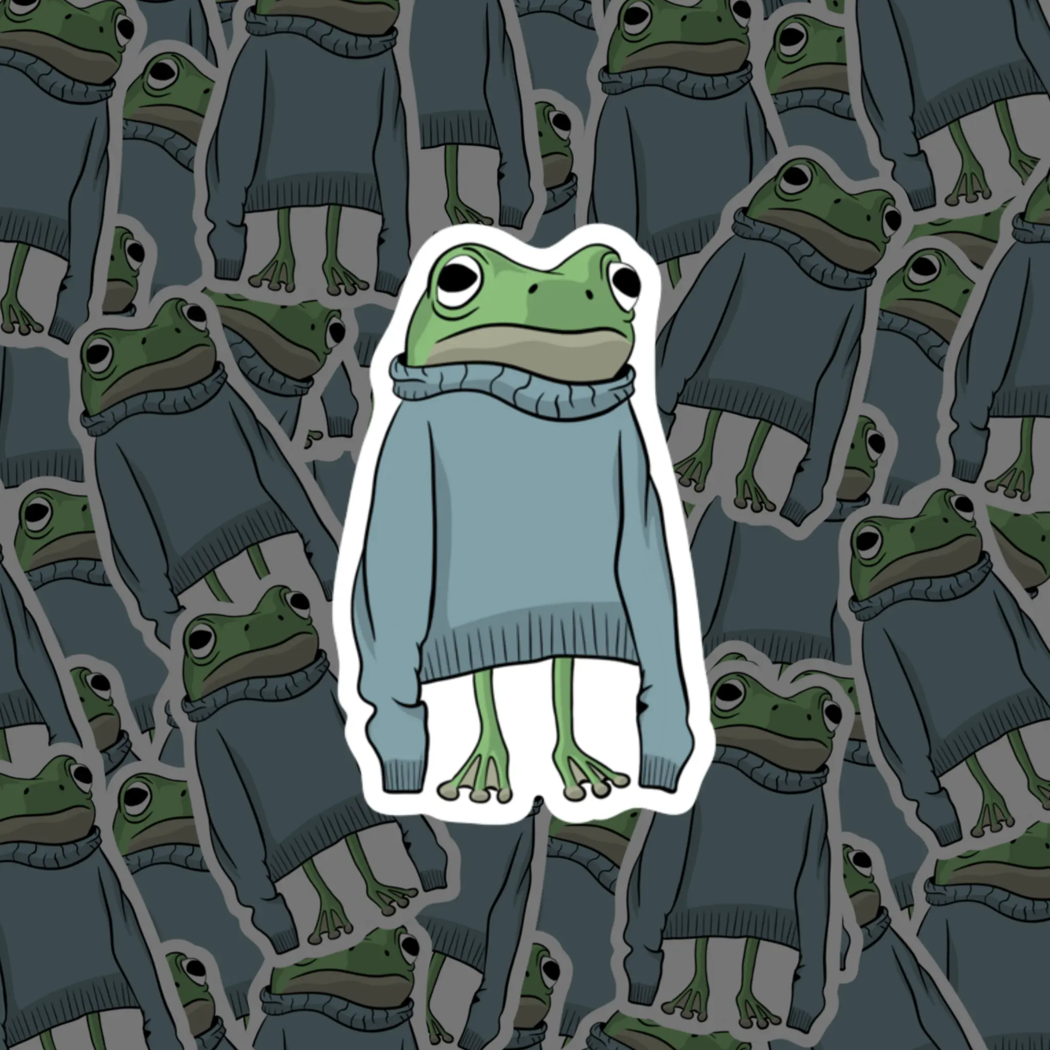 Frog in Sweater Sticker