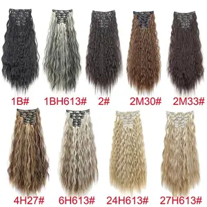 Long Kinky Curly Synthetic Hair Extensions 16 Clip In Hairpiece Full Head Thick Natural Look