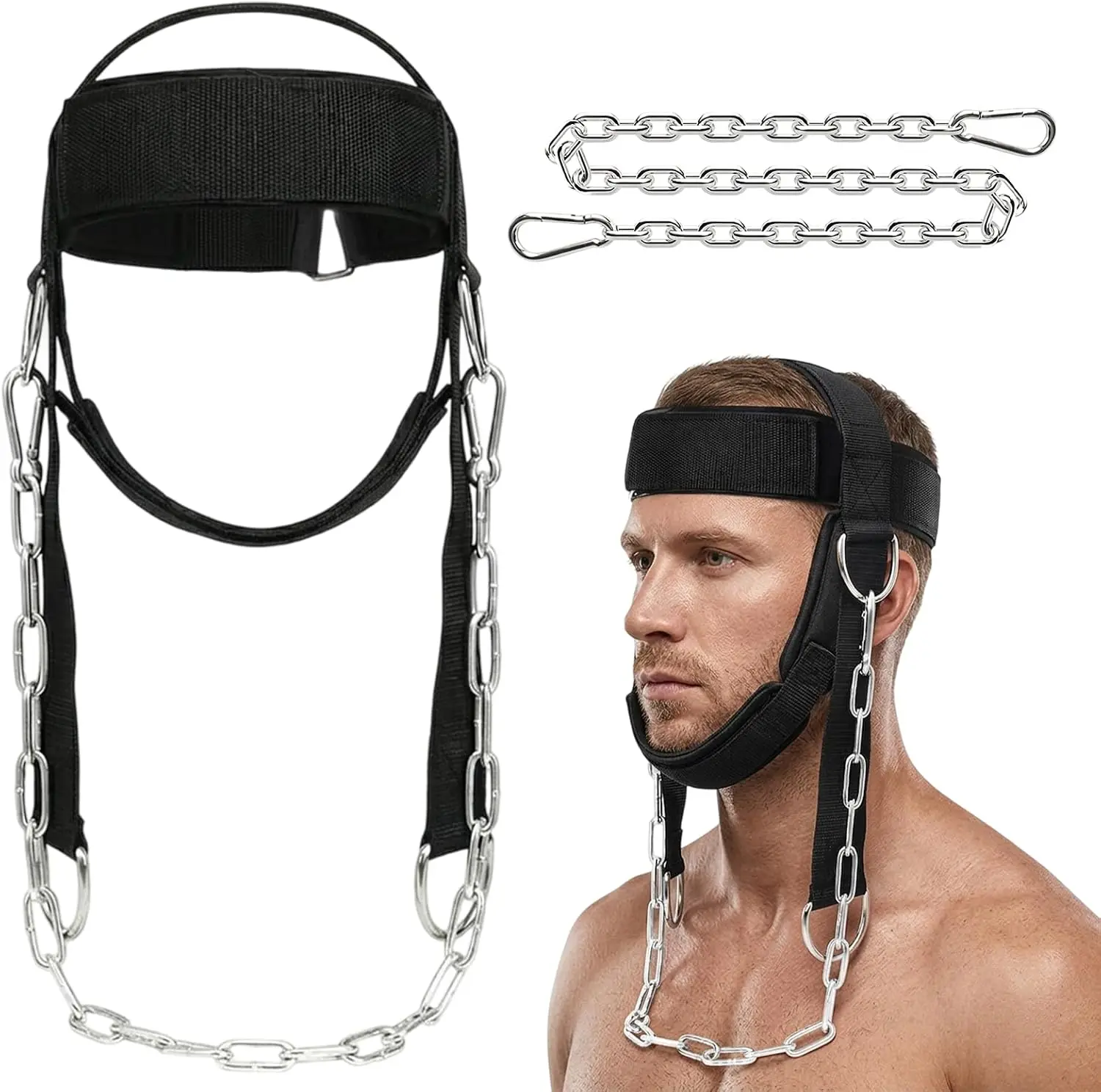 Adjustable Neck Harness For Weight Lifting Training, Wide Padded Support Strap, Neck Trainer For Strength And Resistance Workout