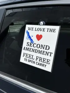 Second Amendment  Window Sign | Pro-Gun Open Carry Sign  | Suction Cup Window Sign for Gun Owners