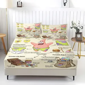 3-Piece Spongebob Squarepants Bedding Set, Comfortable Printed Design, Includes 1 Fitted Sheet & 2 Pillowcases, Non-Slip, Perfect Gift