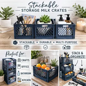 Mini Milk Crates | Perfect for Office, Home, Work, School Desks | Stackable