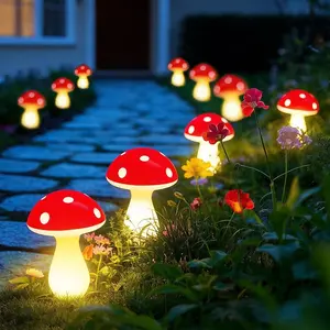 Battery Powered Mushroom Light Outdoor Garden Decorative Lamp, 8/12/20 Pack, Solar Powered, 8 Lighting Modes, for Patio, Pathway, Lawn, Garden Ground Light