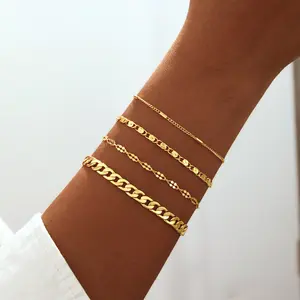 Tasiso Adjustable Gold Bracelets for Women 14K Gold Plated Elegant Minimalist Dainty Everyday Wear Jewelry Gift