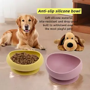 Chew-Proof Silicone Pet Bowl with Strong Suction Base, No More Spills!