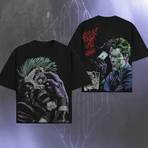 The Clown Prince of Crime JJokerr - Darknight verse Edition Double Printed Oversize Lightweight Tee TV series Vintage Graphic Design Top Cotton Comic Movie Superheroes Streetwear T-Shirt Clothes Menswear Womenswear.