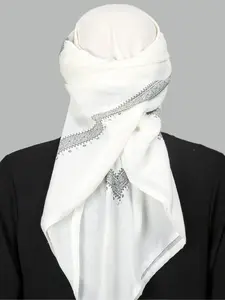 New Prayer Shawl Ethnic Style Embroidered Scarf Wrap Headscarf Hijab, Arabic Muslim Print Square Towel, Men's Religious Praying Blanket