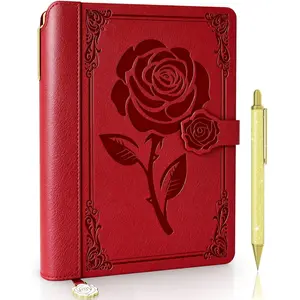 leather Journal for Women, A5 lined Daily Journal Notebook, Pretty Journaling for Writing, Hardcover  Travel Journals, 240 Pages/120 Sheets, Pen included