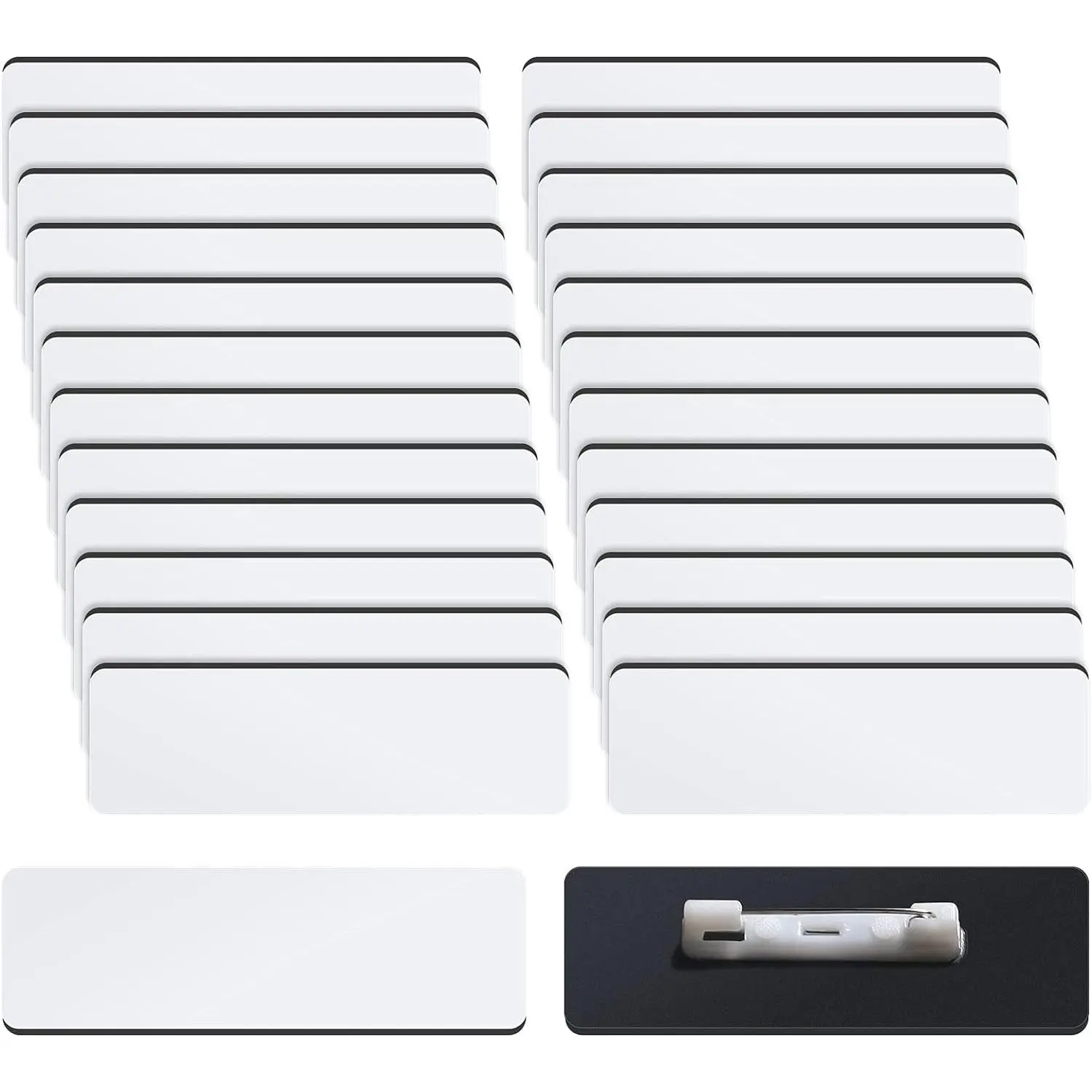 Name Tag Blank Name Badges 1 x 3 Inch DIY Blank ID Name Badge with Pin Backing for Office Workers Students, Personalized Badges Making (50 Pieces)