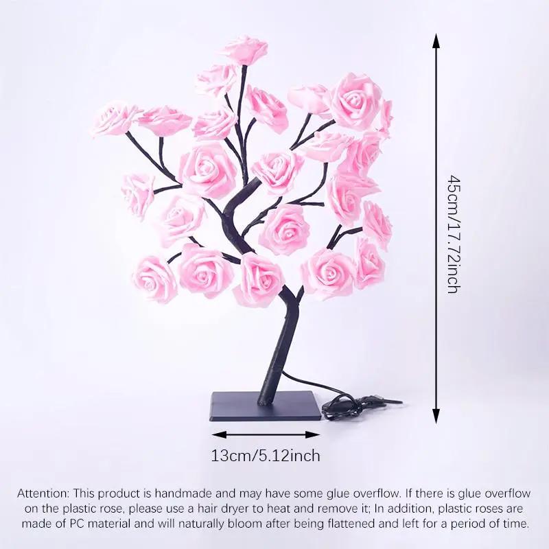 USB-Powered Rose Tree Night Light - Warm Glow Bedroom Lamp, Perfect Valentine's Day Gift & Festive Home Decor