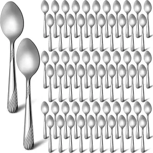 200 Pcs Dinner Spoons Set 6.7 Inches Stainless Steel Dessert Spoons Bulk Silverware for Home Restaurant Kitchen Mirror Polished Dishwasher Safe