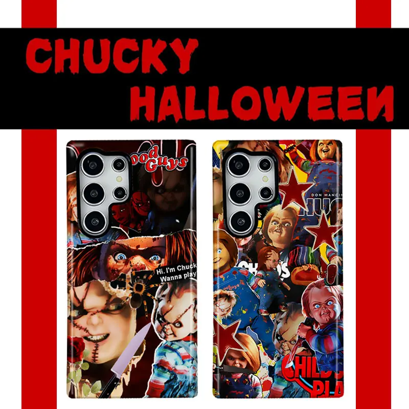 Chucky Halloween Horror Season Tough Phone Cases For Samsung Galaxy S21 22 23 24 25 FE Plus Ultra Edge A06 13 14 15 16 23 25 26 34 35 36 52 53 54 55 56 71 Note 20 5G Plastic PC TPU Trendy Fashion Hard Gift Full Protection Anti-Drop Phone Cases Shell Cover