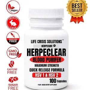 200 CAPSULES HERPECLEAR   200 X POTENCY =HERPES 1 & 2- SPECIAL FORMULATION  ADVANCED FORMULA BY HERPES SPECIALIST INFECTIOUS DISEASES MASTER HERBALIST   Natural HERBAL  CAPSULES