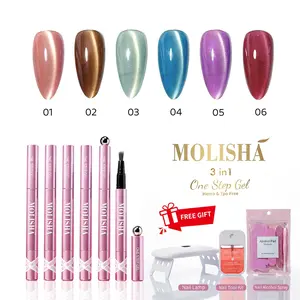 MOLISHA 6-Color Gel Nail Polish Pen, Mermaid Shell Gel Nail Pen with Base Color Top Coat in One, Easy Apply UV/LED Curing Nail Polish Pen, Travel-Friendly No-Mess Manicure for DIY Nail Art Gel Nail Supplies Glossy elegant look