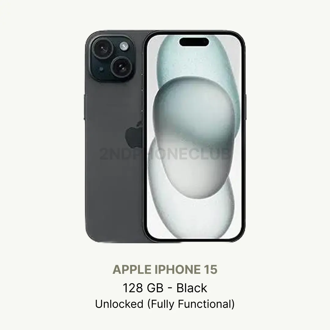Refurbished Apple iPhone 15 128GB Black Unlocked Smartphone