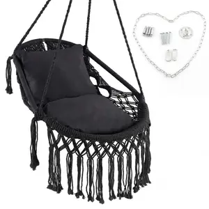 Outdoor Hanging Hammock Chair with Soft Seat Cushions and Sturdy Rope Chain