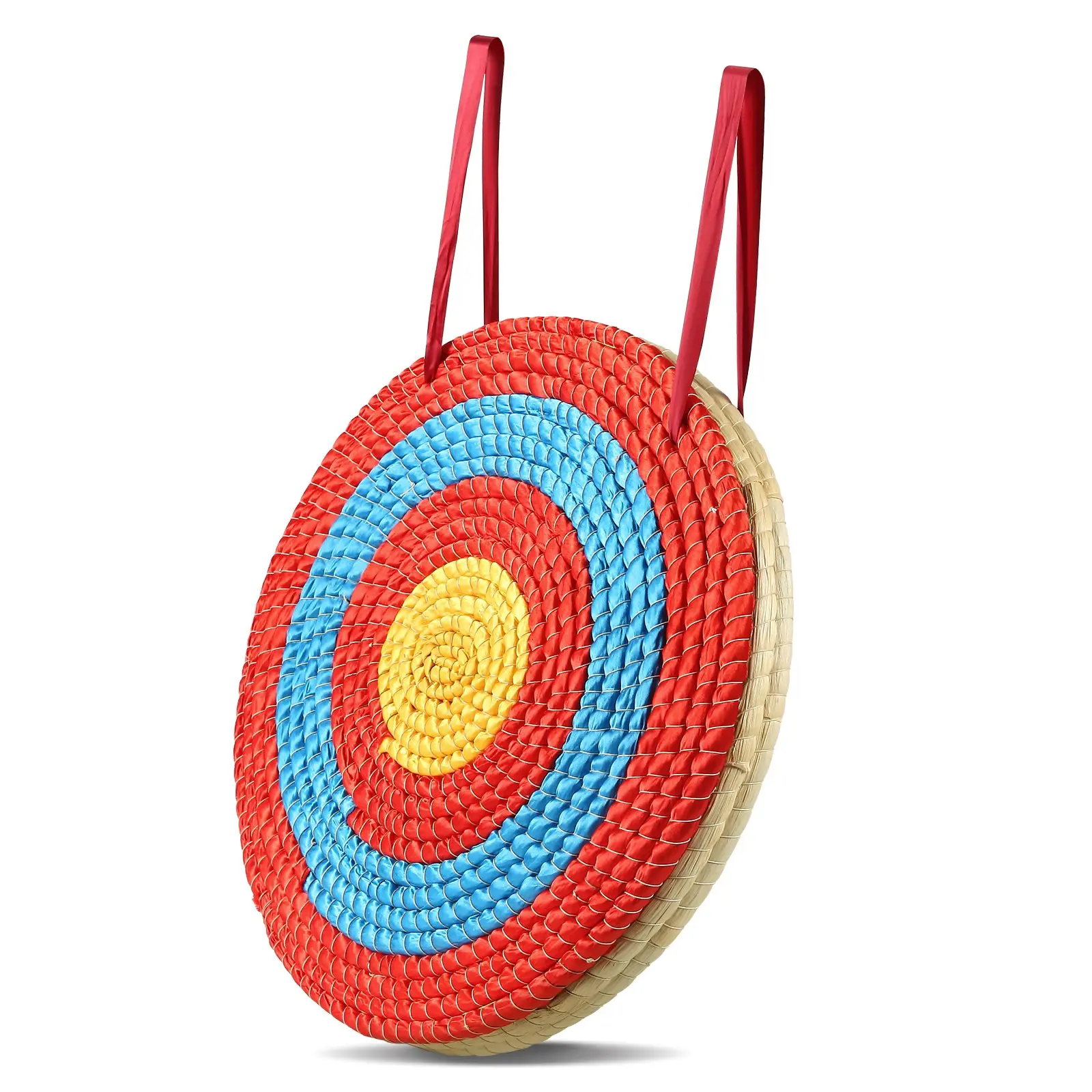 Archery Target, 3 Layers 20" Arrow Target, Traditional Solid Straw Round Archery Target For Shooting Bow, Hand-Made Arrows Target With Coloured Rope, For Backyard Outdoor Hunting Shooting Practice, Durable Self-Healing Straw Bale Target For Recurve Compou