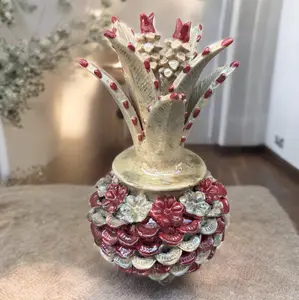 Mexican pottery, Pineapple decor, Mexican decoration, Pineapple sculpture, Glazed clay pineapple, Pottery from Michoacan