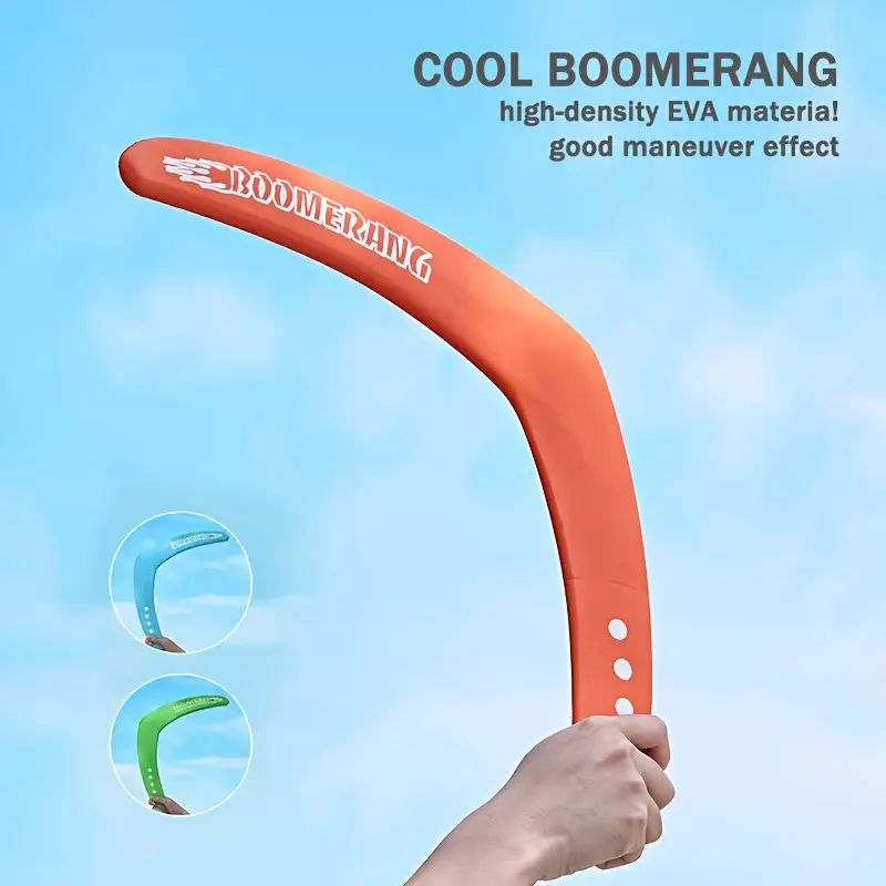 Unisex 3-Pack High-Density EVA Boomerangs - Soft, Safe, Durable, Long-Lasting Spin, Smooth Grip & Handle, Easy-to-Control Throwing, All-Ages All-Seasons Outdoor Disc Sports Entertainment Equipment (Orange/Green/Blue)