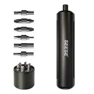 【FathersDayGift】SEESE 6-in-1 Electric Screwdriver with 250 RPM Motor, 3 Torque Settings, 1.2 to 5 N·m, 6-Piece Set Bits , LED Light , 1500 mAh Rechargeable Cordless Screwdriver Set for Furniture, Household Multipurpose Tool Repair