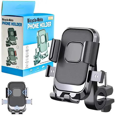Cell Phone Handlebar Mount Holder - Universal Fit for Motorcycle, Electric Scooter, Ebikes, Anti-Shake Design, Easy Installation, Adjustable Landscape Grip, Durable Motorcycle Accessories