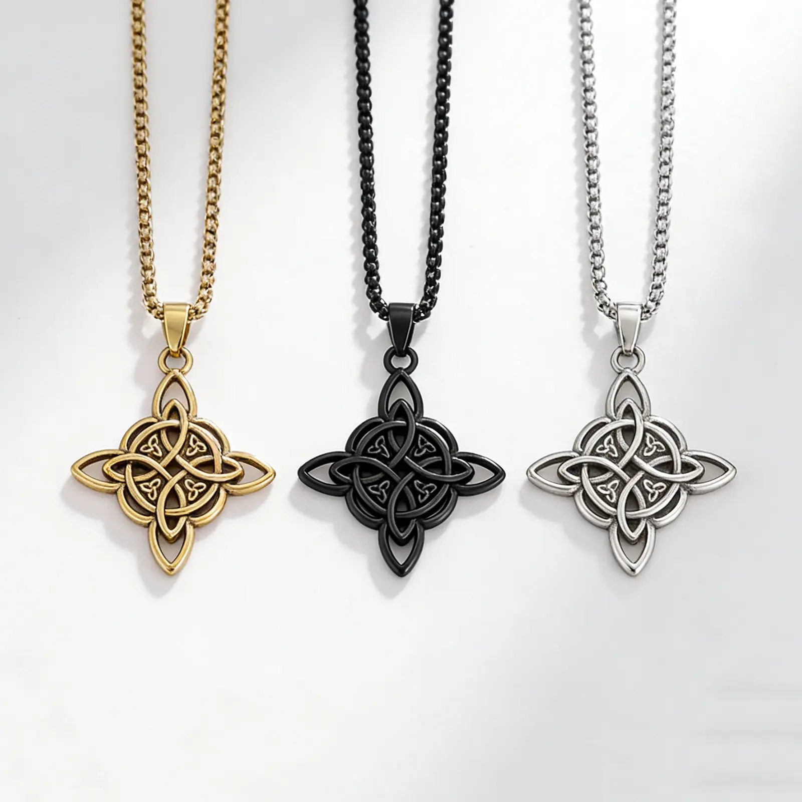 Trinity Celtic Hollow Witch Knot Necklace Hecate Goddess Protection Daily Wear Jewelry For Female Gift