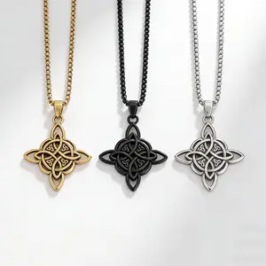 Trinity Celtic Hollow Witch Knot Necklace Hecate Goddess Protection Daily Wear Jewelry For Female Gift