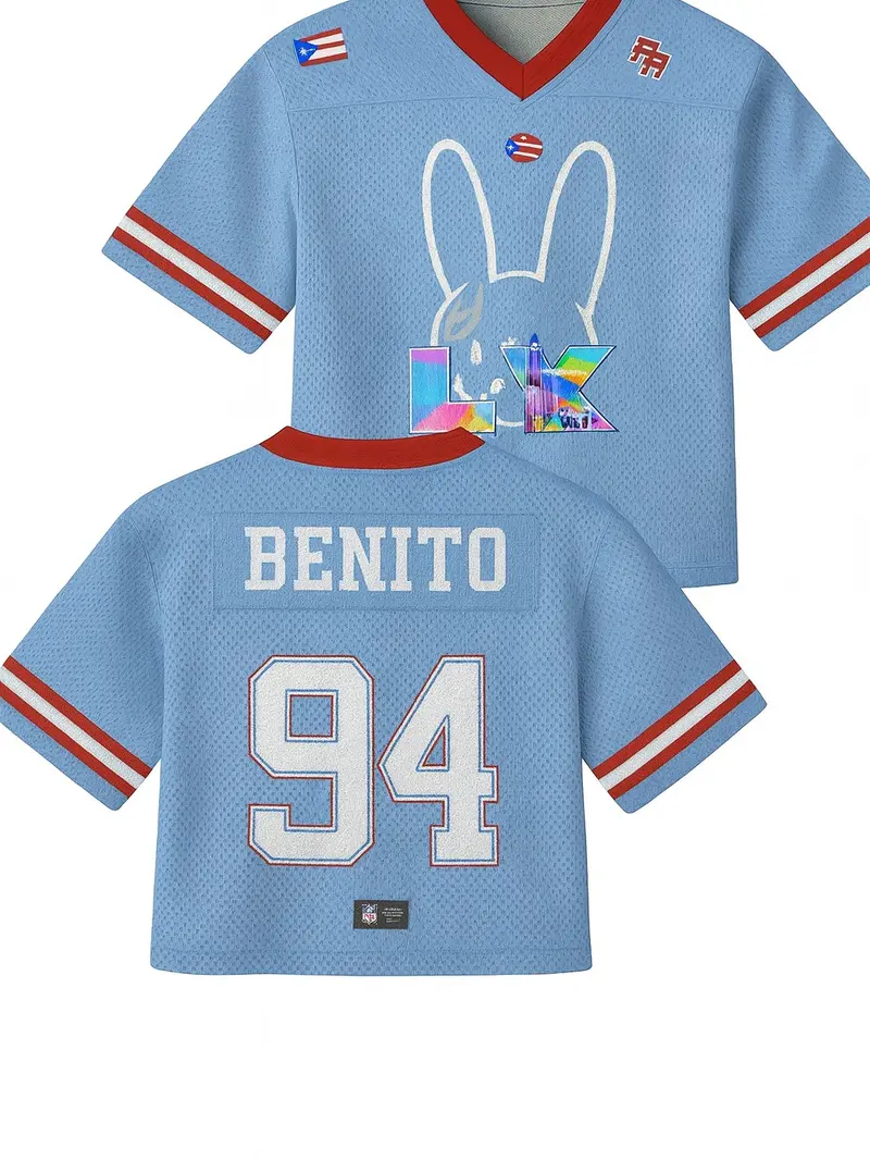 2 Sides Benito Crop Top Mesh Football Jersey, Puerto Rico Flag Crop Top Football Jersey Shirt, Gift for Unisex