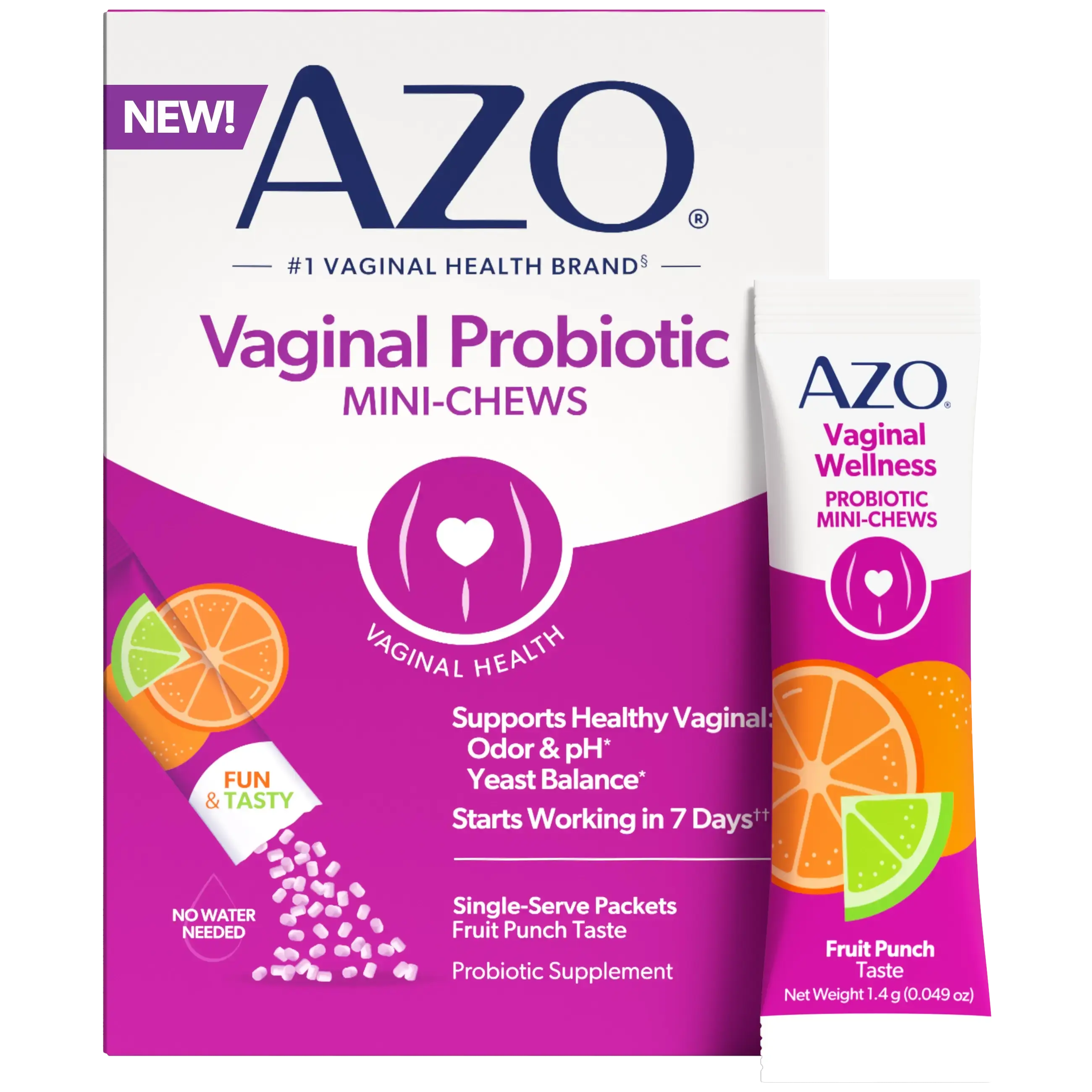AZO Vaginal Probiotic Mini-Chews for Women - Daily Feminine Wellness Chewable Probiotic Supplement - Great-Tasting Probiotic Packets