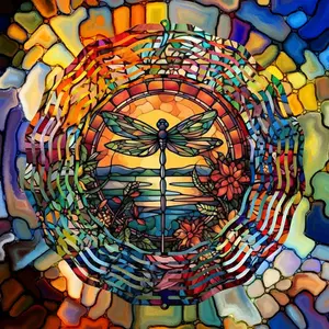 A Dragonfly in Stained-glass Wind Spinner