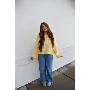 Boat Neck Chunky Yellow Sweater