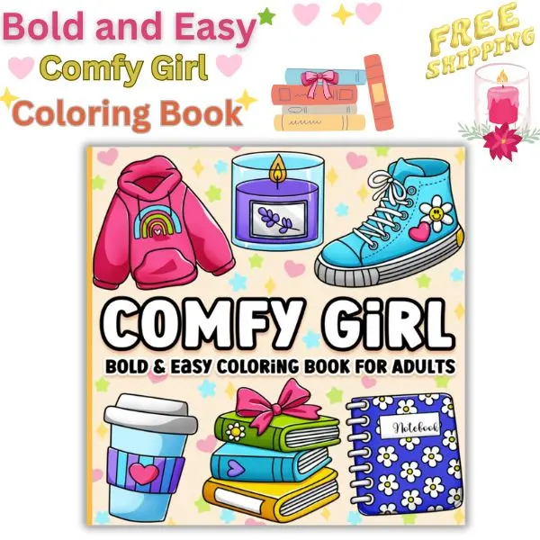 Bold and Easy Coloring Book for Adults – Cute & Cozy Designs for Women, Simple Relaxation Coloring for Comfy Girl, Easter Gift