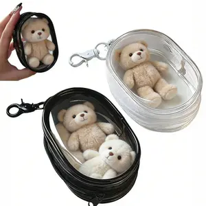 2pc/Set White&Black Small Clear Tech Pouch For Earbuds & Cables，Earbud Case For Travel， Cosmetic Bags Small，Clear & Visible，Makeup Pouch Zipper Case For Travel Cosmetics Organizer，Cute & Stylish，Durable & Waterproof，Makeup Bag Zipper Pouches Cases