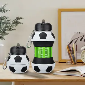 Outdoor Sports Foldable Silicone Football Water Bottle, Large Capacity Creative Student Water Cup, Portable Leak-Proof Design
