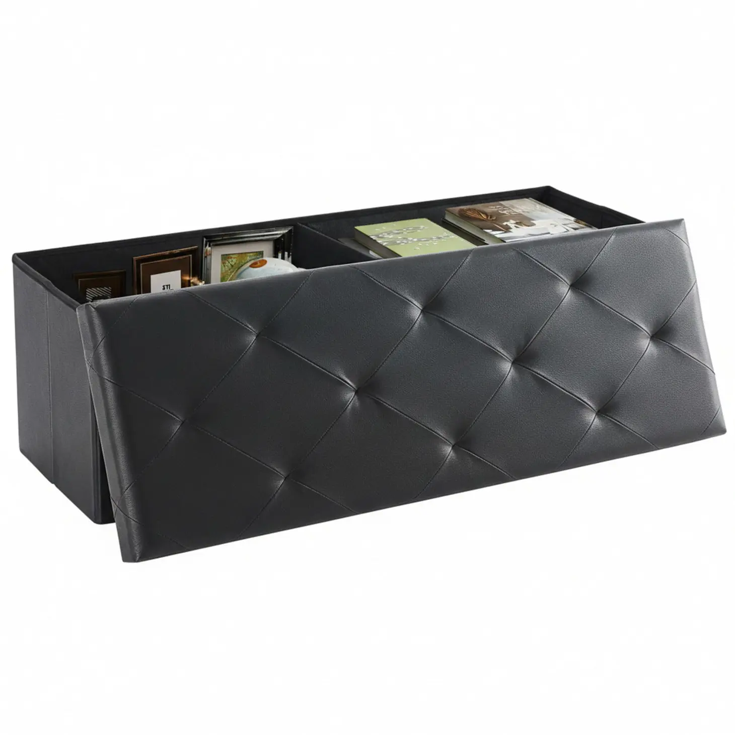 CONCETTA 43" Storage Ottoman Bench, Foldable Footrest Stool with High Load Capacity, Holds up to 660 lb