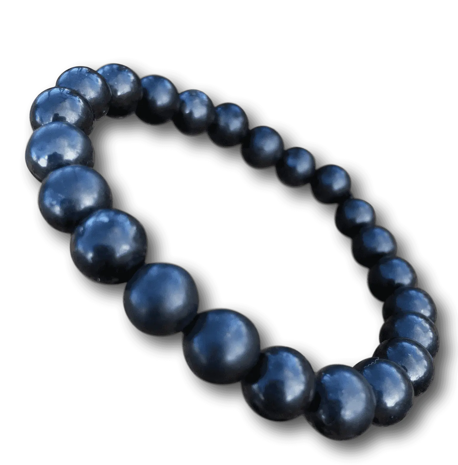 Orgonite Andy Shungite Bracelet - 8mm Polished Beads, EMF Protection Stretch Band, Authentic Karelia Russian Shungite, Unisex Design, Energy Clearing & Balance, Durable Black Stretch Elastic Cord
