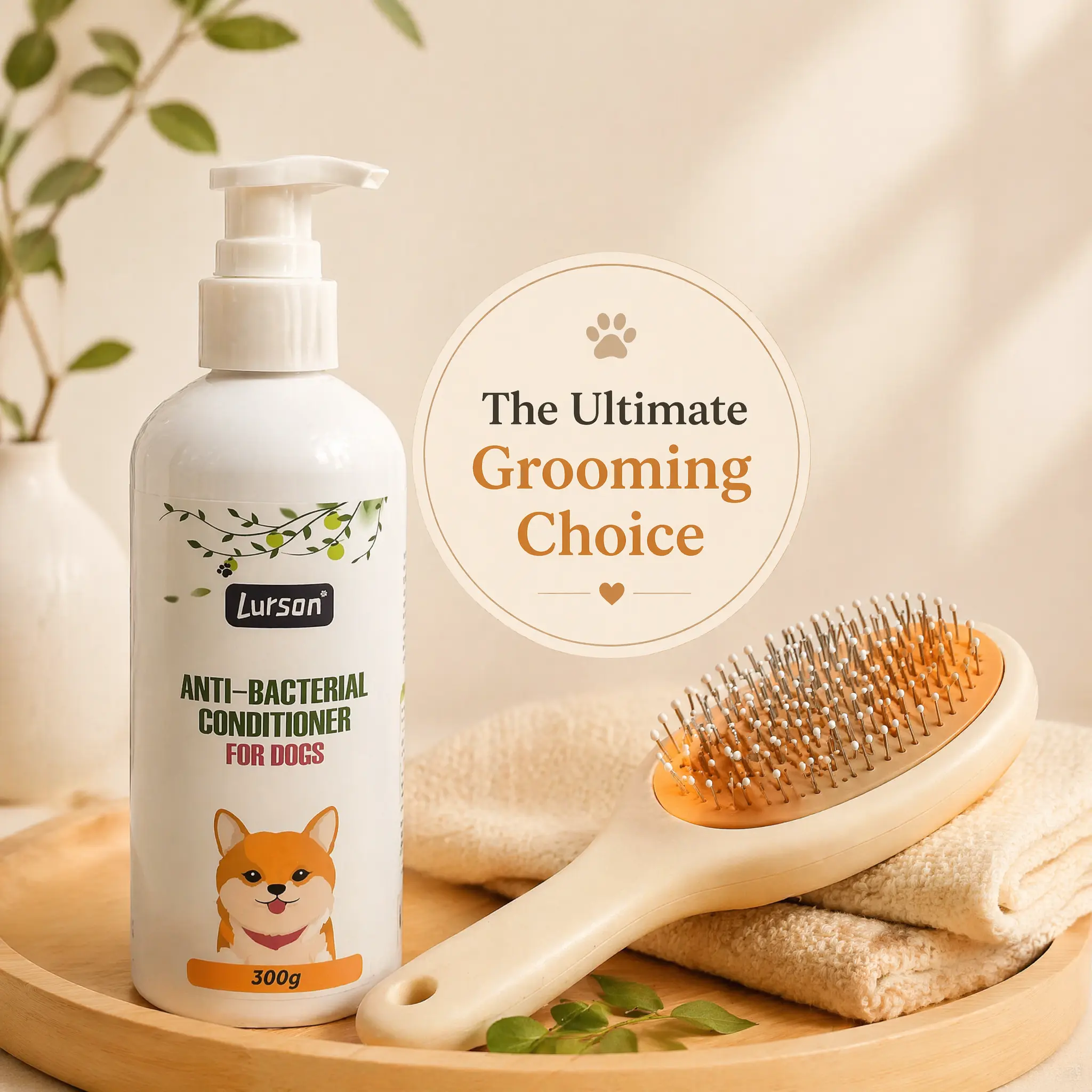 Natural Dog Coat Conditioner Cream, Deep Moisturizing Pet Grooming Conditioner, Detangles Dry Tangled Fur, Makes Dog’s Coat Soft Smooth & Shiny for Daily Bath Care