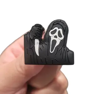 Ghostface Croc Charm - Black Design Featuring Ghostface Figure, Ideal for Footwear and Shoe Enthusiasts