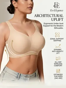 EssElegance  Jelly Bra for Women Wireless Full Coverage No Underwire Everyday T-Shirt Bra Zero Feel Seamless Invisible Padded Bralette Ultra Comfortable Wirefree Sleep Lounge Bra with Lifting Side Support