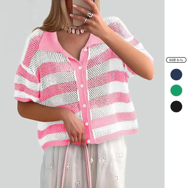 Imily Bela Womens Crochet Sweater Tops Batwing Short Sleeve Oversized Boat Neck Boho Knit Summer Beach Cover Ups