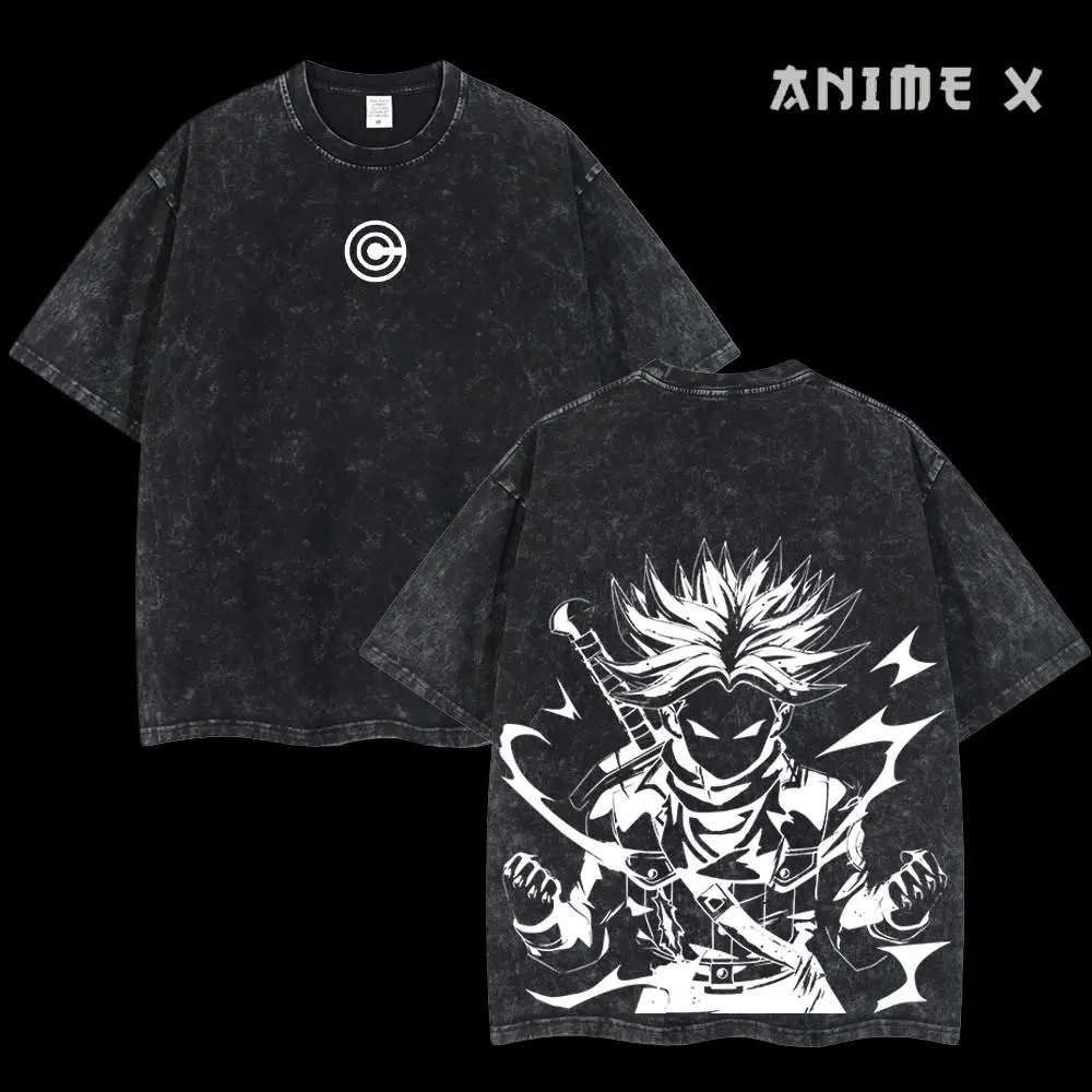 Retro Vintage Limited Trunks DBZ - Dragon Ball Anime Double Printed Oversized Washed Tee Unisex Oversize Anime Manga Acid Washed Lightweight Cotton T-Shirt, Hoodies & Sweater Wash Gift For Anime Fan, Anime Lover